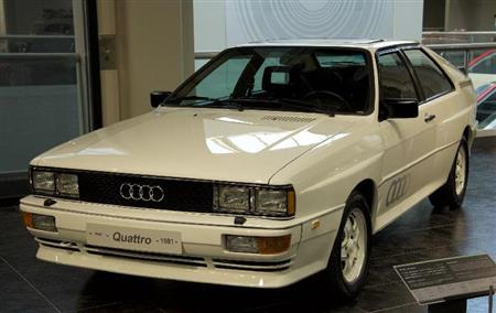 高性能のターボエンジン＋フルタイム四駆でラリーを席巻したアウディ・クワトロ（１９８１年・独）。トヨタ博物館