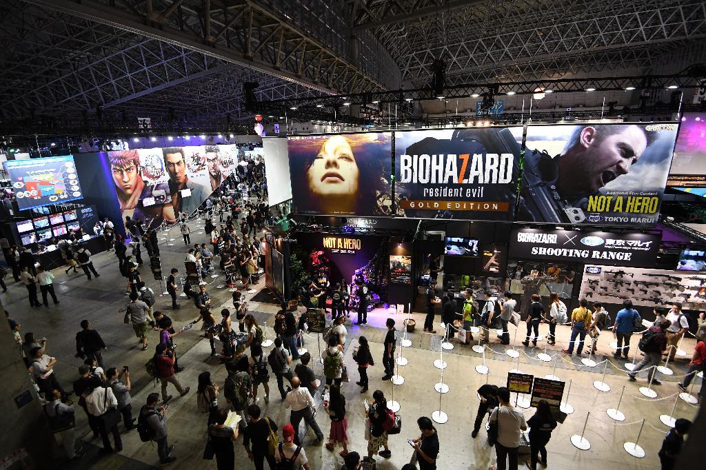 「ＴＯＫＹＯＧＡＭＥＳＨＯＷ２０１７」出展ブース＝２１日午前、幕張メッセ（宮川浩和撮影）