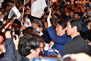 自民党総裁の安倍晋三首相 自民党総裁の安倍晋三首相