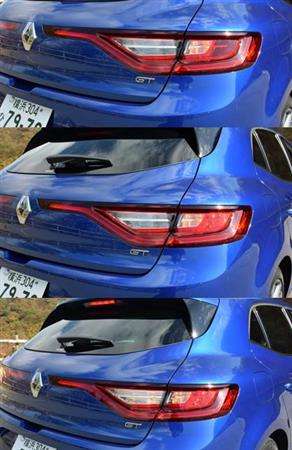 リヤランプを比較（上：ウインカー点灯）（中：ウインカーとブレーキランプ点灯）（下：ウインカー、ブレーキランプ、バックランプ点灯）