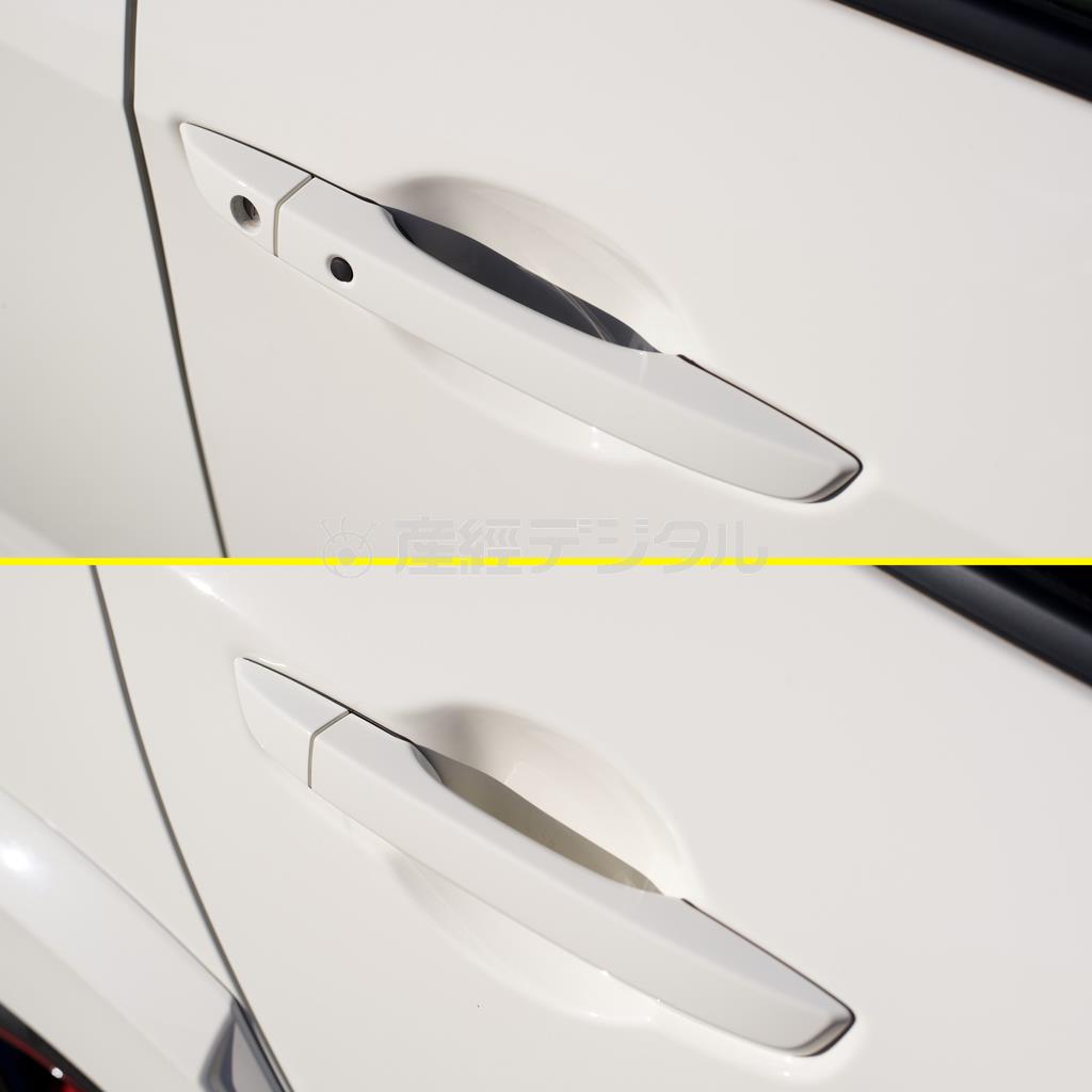 前後ドアノブ。前側はスマートエントリー。握って解錠、黒ボタン押しで施錠。ホンダ・シビックＴＹＰＥＲ