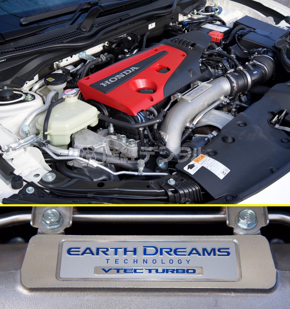 ３２０馬力にトルク４０キロを発生する専用設計の２リッター４気筒ＶＴＥＣターボエンジン。ホンダ・シビックＴＹＰＥＲ