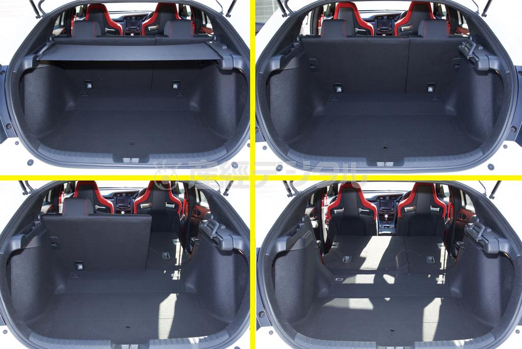 後席は左６：右４の分割可倒式。横断幕式トノカバーのデザインが秀逸。ホンダ・シビックＴＹＰＥＲ