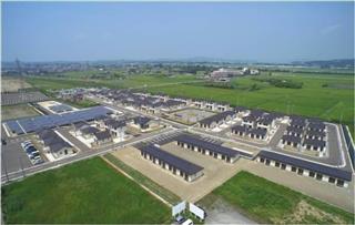 地球温暖化防止活動で環境大臣表彰を受賞した東松島市スマート防災エコタウン＝宮城県