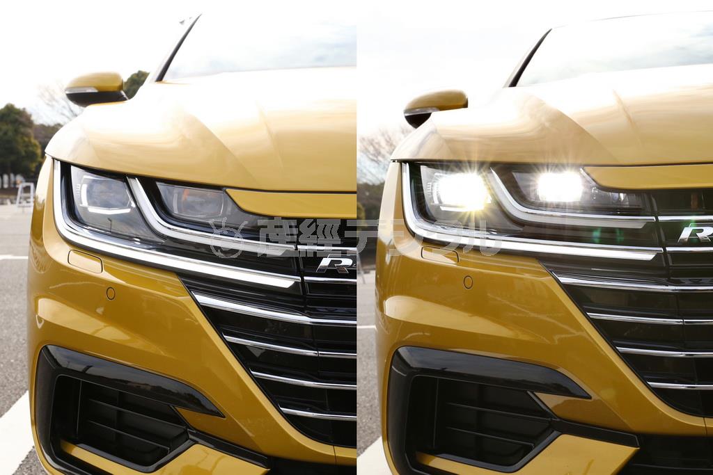 ヘッドライト消灯時と点灯時。ＶＷ・アルテオン