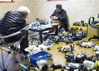 「ア・ファン」の委託先で、修理される旧型「アイボ」＝茨城県笠間市