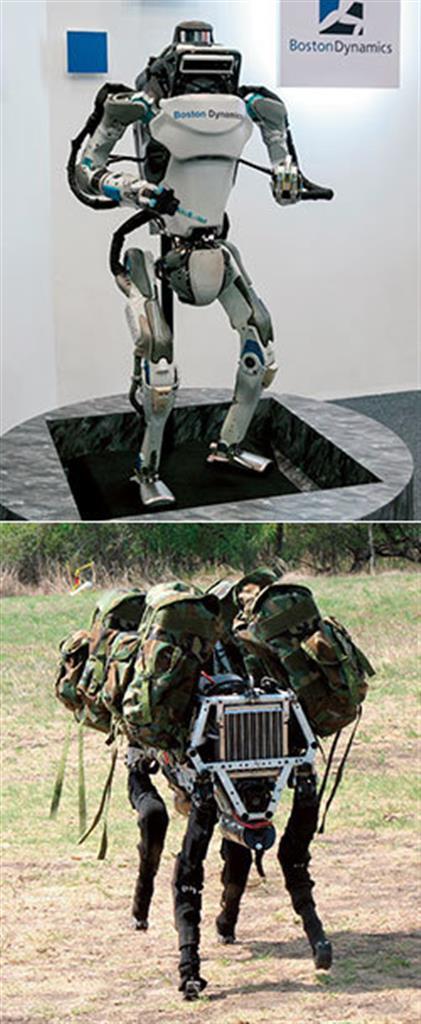 ボストン・ダイナミクスが開発した、アトラス（上）とビッグドッグ（下）（AFLO＝写真）