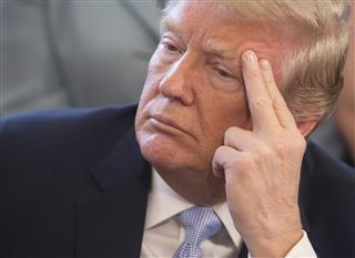 米ホワイトハウスでのトランプ大統領＝１１日（ＵＰＩ＝共同）