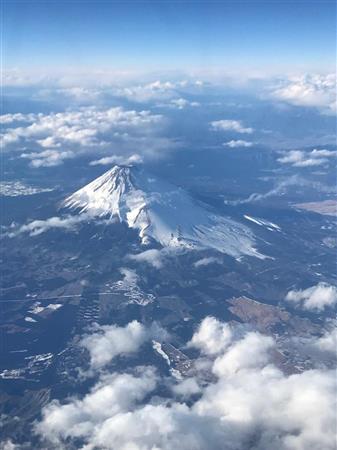 飛行機から見る富士山