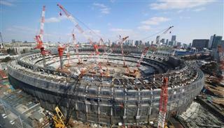 工事が進む新国立競技場＝２月２６日（日本スポーツ振興センター提供）