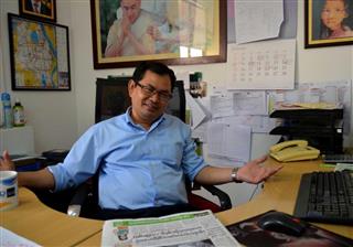 プノンペン・ポストのカイ・キムソン編集長。新オーナーから即時解雇が通告された（２０１７年１月撮影）