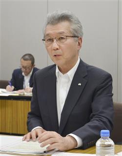 記者会見する電気事業連合会の勝野哲会長=18日午後、東京都千代田区 記者会見する電気事業連合会の勝野哲会長=18日午後、東京都千代田区