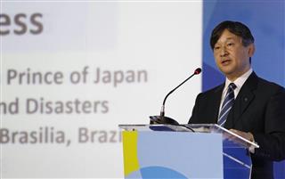 世界水フォーラムの「水と災害」をテーマにした会合で、講演される皇太子さま=3月、ブラジリア(共同) 世界水フォーラムの「水と災害」をテーマにした会合で、講演される皇太子さま=3月、ブラジリア(共同)