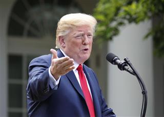 トランプ米大統領＝７日、ワシントンのホワイトハウス（共同）