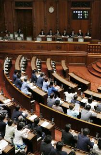 働き方改革関連法が与党などの賛成多数で可決、成立した参院本会議=29日午前 働き方改革関連法が与党などの賛成多数で可決、成立した参院本会議=29日午前