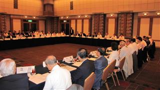 日本商工会議所の夏季政策懇談会＝１８日、東京都千代田区の帝国ホテル