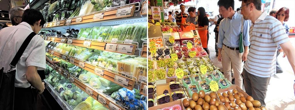 香港の店頭には日本産の青果物も並ぶ。空輸で輸送しているため、価格は日本に比べ相当割高だ