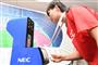 ２０２０年東京五輪・パラリンピックでＮＥＣが導入する顔認証システム＝８月７日、東京都千代田区（宮川浩和撮影）