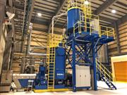 サントリーが協栄産業と開発した、ペット樹脂再生設備。2018年8月に稼働開始した（サントリー提供）