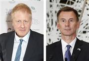 （左から）英国のジョンソン前外相（ゲッティ＝共同）、ハント外相