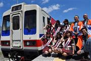 三陸鉄道応援大使に任命されたＡＫＢ４８のメンバー＝１日、岩手県大槌町の三鉄大槌駅前