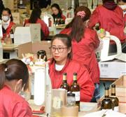 昨年１１月、大阪市内の物流会社でワインの検品作業をするベトナム人女性ら。外国人の働く場は国内で着実に増えている