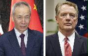（左から）中国の劉鶴副首相、ライトハイザー米通商代表（いずれもＡＰ）