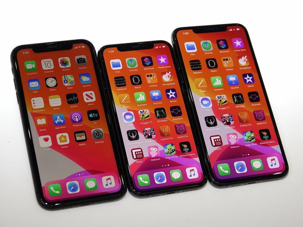 左から「iPhone 11」「iPhone 11 Pro」「iPhone 11 Pro Max」