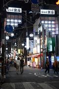 夜の「なんば楽座」（座ウラ）。さまざまな飲食店がひしめく＝大阪市中央区