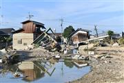 ２０１８年７月の西日本豪雨で濁流の被害を受けた住宅＝岡山県倉敷市真備町地区（沢野貴信撮影）