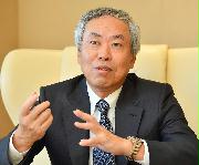 インタビューに答える森ビルの辻慎吾社長＝１１日午後、東京都港区（三尾郁恵撮影）
