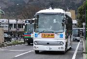 大津市で行われた自動運転バスの実証実験＝３月