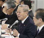 会談する経団連の中西宏明会長＝２８日午前、東京・大手町の経団連会館