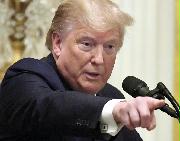 米ホワイトハウスで記者会見するトランプ大統領（ＵＰＩ＝共同）