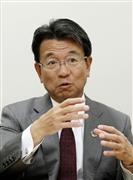 インタビューに答える小野薬品工業の相良暁社長
