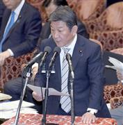 衆院予算委員会で答弁を行う茂木敏充外務相＝３１日午前、国会・衆院第１委員室（春名中撮影）