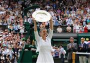 昨年のウィンブルドン選手権女子シングルスを初制覇したシモナ・ハレプ＝２０１９年７月、英ウィンブルドン（ＡＰ）