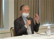 記者会見する日本造船工業会の斎藤保会長＝１７日、東京都千代田区