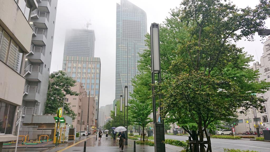 歩道が広い新虎通りだが開発はこれから