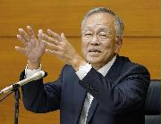 日銀審議委員に就任し、記者会見する中村豊明氏＝１日午後、日銀本店