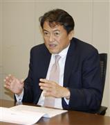 インタビューに答える三菱ＵＦＪモルガン・スタンレー証券の浜田直之副社長