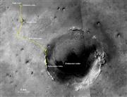 火星における「オポテュニティ」の軌跡（NASA/JPL-Caltech）