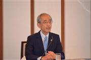 日米財界人会議閉幕で記者会見する日本側議長の日米経済協議会の平野信行会長＝２８日、東京都千代田区