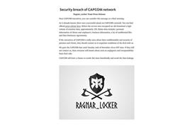 ダークウェブ上に発表されたカプコンに対するサイバー攻撃の犯行声明文とみられる文書