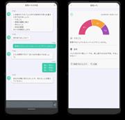 チャットボットとの対話（左）を通じて「感情メモ」が作成される（Hakali提供）