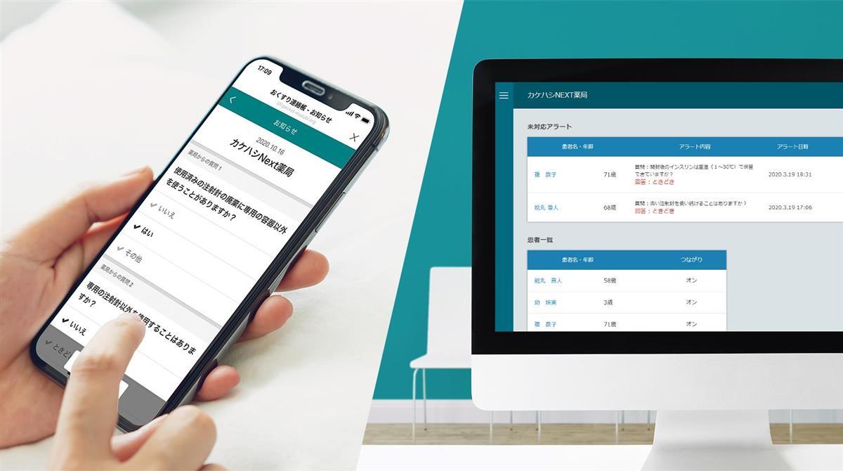 「Pocket Musubi」で服薬期間中もフォロー（カケハシ提供）