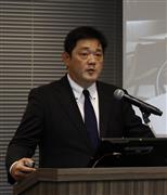 都内で記者会見する東急不動産執行役員の鮫島泰洋氏＝６日、同社提供