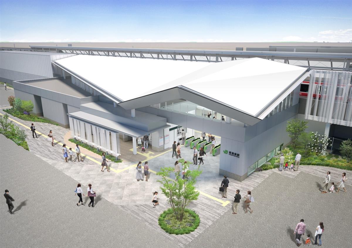 「幕張新駅」（仮称）の駅舎外観イメージ図（ＪＲ東日本千葉支社提供）