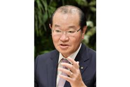 大和証券グループ本社の中田誠司社長＝東京都千代田区（宮崎瑞穂撮影）