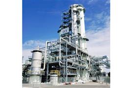 三川発電所のＣＯ２分離回収実証設備＝福岡県大牟田市　（東芝エネルギーシステムズ）